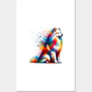 Colorful Abstract American Eskimo Dog in Splash Art Posters and Art